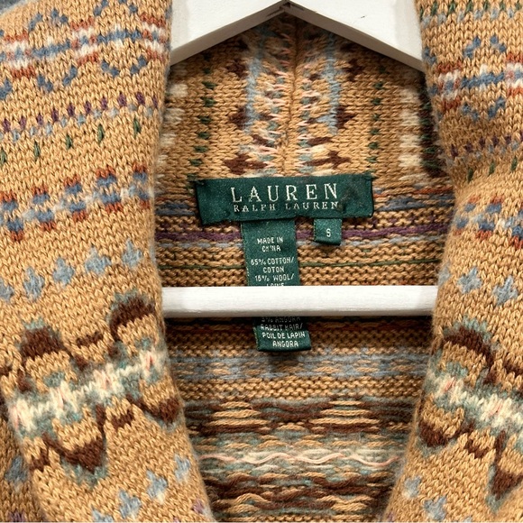 Lauren Ralph Lauren fair isle cashmere angora blend cardigan sweater size SMALL - Picture 5 of 14
